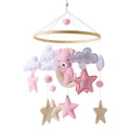 Wooden Crib Mobile Baby Bed Bell Rattle Toy Soft Felt Cartoon Bear Mobile Hanging Newborn Music Box Bed Bell Hanging Bracket Toy